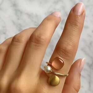 🇮🇹 “Remy” Adjustable Wrap Pearl Stone Layered Ring